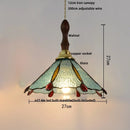 Helnys Tiffany Glass Pendant Lights Vintage Walnut Wood LED Hanging Lamp