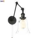 Helnys Vintage Industrial LED Wall Lamp with Pull Chain Switch and Clear Glass