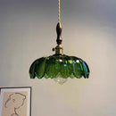 Helnys Walnut Wood LED Glass Pendant Light Fixture Adjustable Modern Hanging Lamp