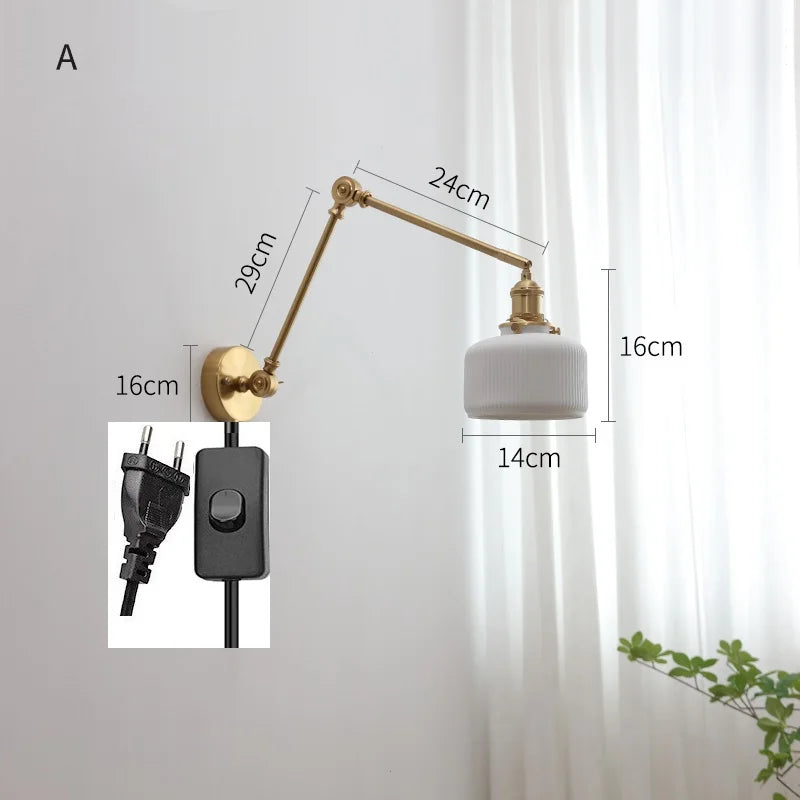 Helnys Copper Swing Arm LED Wall Sconce Up Down Nordic Modern Wandlamp