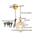 Helnys Nordic Crystal Glass Wall Sconce LED Light Fixture Antique Brass Gold Bedroom Lamp