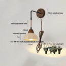 Helnys Wood Canopy LED Wall Sconce Yellow Stone Coffee Study Modern Mirror Light