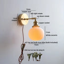 Helnys Nordic LED Wall Light White Umbrella Style Swing Copper Arm Bedside Lamp