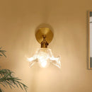 Helnys Flower Glass LED Wall Lamp with Pull Chain Switch - Copper Wall Light Fixtures