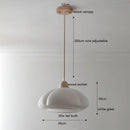 Helnys Glass LED Pendant Light 30W Vintage Wood Hanging Lamp