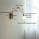 Helnys Yellow Glass LED Wall Lights Walnut Wood Bedside Lamp