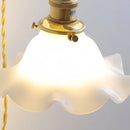 Helnys Flower Design LED Wall Lamps, White Green Glass Wood Light