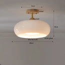 Helnys Glass LED Pendant Light 30W Vintage Wood Hanging Lamp
