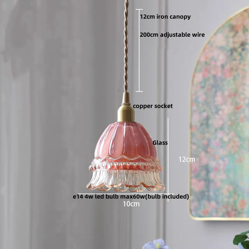 Helnys Amber Copper LED Pendant Lights Glass Hang Lamp - 200CM Wire Adjustable