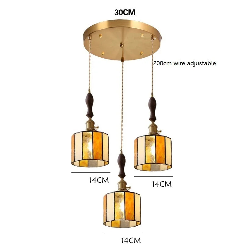 Helnys Vintage LED Pendant Lamp with Copper Socket & Glass Lampshade