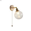 Helnys Glass LED Wall Sconce with Pull Chain Switch - Modern Nordic Bathroom Mirror Light