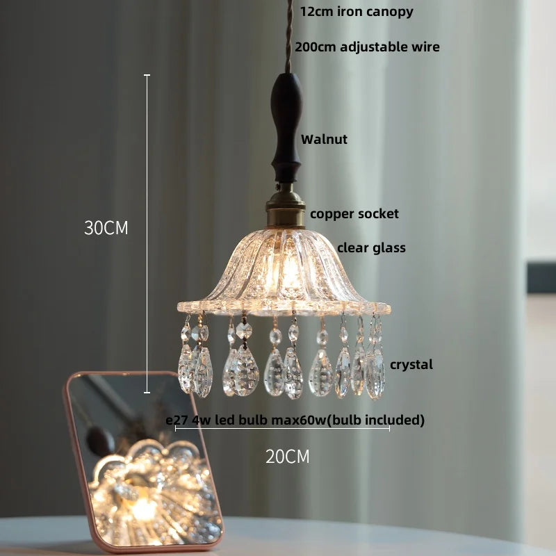 Helnys LED Glass Pendant Lights Adjustable Indoor Home Decor Hang Lamp