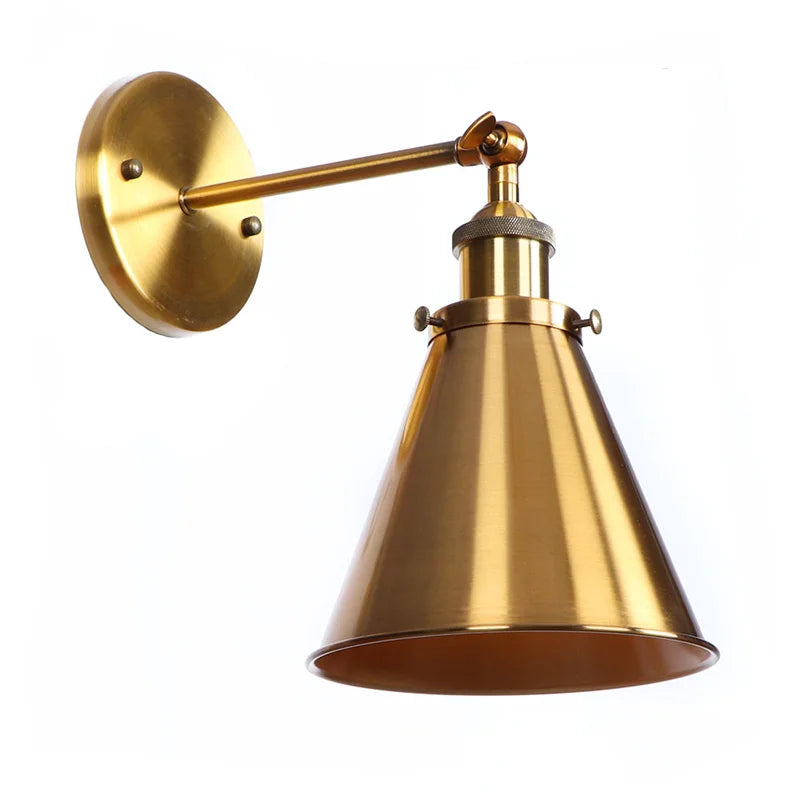 Helnys Vintage Gold Plated Iron Wall Lamp Industrial LED Loft Lighting Fixtures