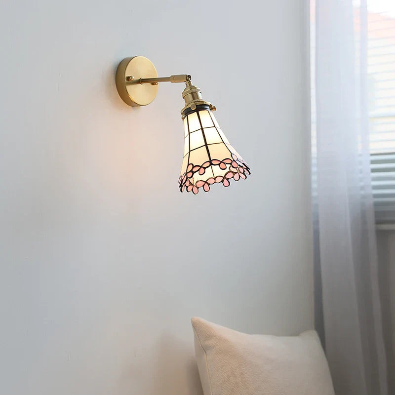 Helnys Nordic LED Wall Light White Pink Glass Flower Kitchen Stair Bathroom Lamp