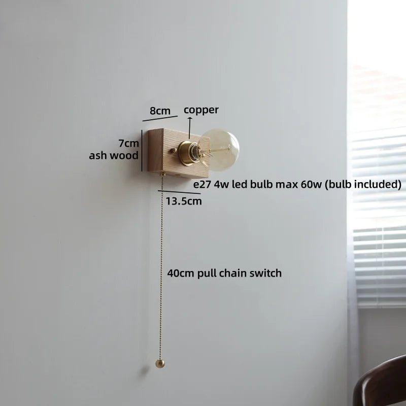 Helnys Ceramic LED Wall Light Mirror Bathroom Decoration Wooden Bedside Lamp