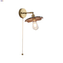 Helnys Wood Wall Light Fixture with Pull Chain Switch & Rotating LED Socket
