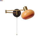 Helnys Swing Arm LED Wall Lamp with Switch - Flexible Glass Iron Design