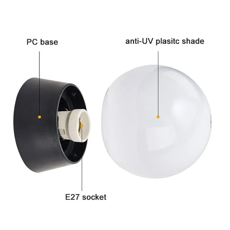 Helnys Outdoor Post Lamp with Black Globe Shade for Yard and Porch Lighting