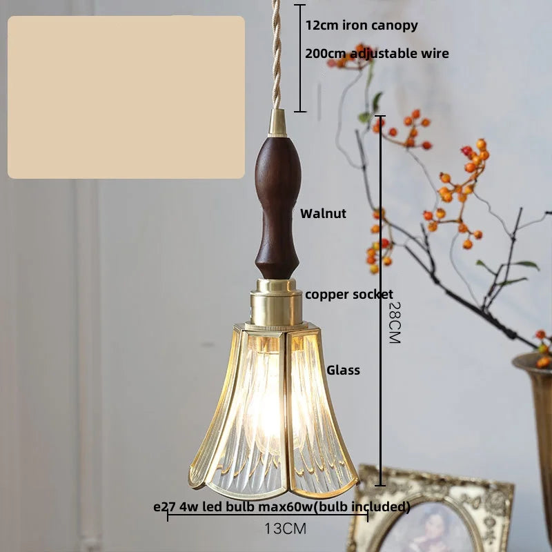 Helnys Antique Glass LED Pendant Lamp Adjustable Kitchen Light Fixture