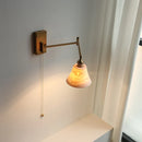 Helnys LED Wall Lamp Bedroom Gold Swing Arm Ceramic Light