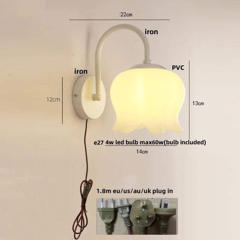 Helnys Nordic LED Wall Lights Copper Bedside Lamp Sconce