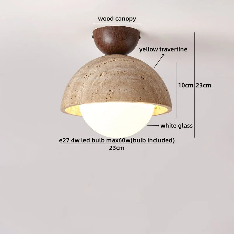 Helnys Black Stone LED Ceiling Lights - Nordic Modern Wood Canopy Ceiling Lamp