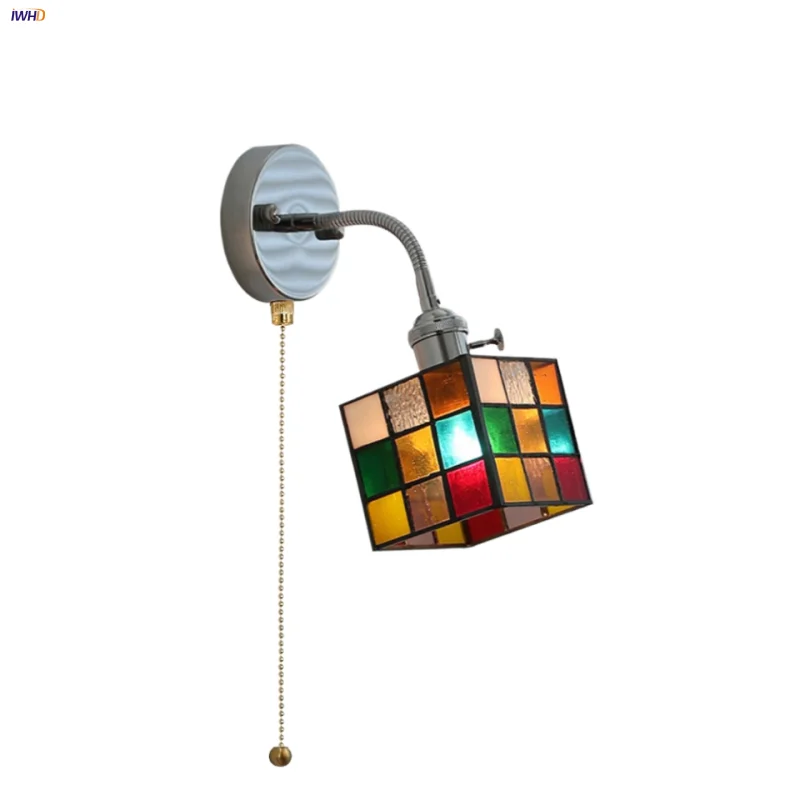 Helnys Colorful Glass Bedside Lamp Sconce | Flexible Arm LED Wall Lights | Modern Nordic Design