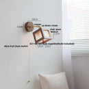 Helnys Clear Glass LED Wall Light with Pull Chain Switch and Walnut Wood Frame