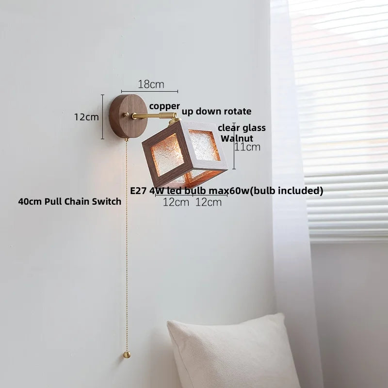 Helnys Nordic Copper Socket LED Wall Sconce with Pull Chain Switch