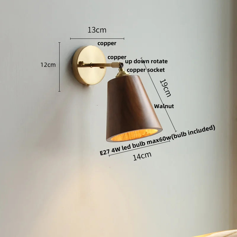Helnys Wood LED Wall Sconce Pull Chain Switch Up Down Rotatable Bathroom Mirror Light