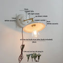 Helnys Ceramic Brass Swing Arm Wall Sconce LED Lamp for Kids Bedroom & Kitchen