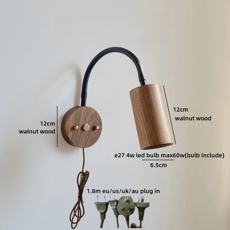 Helnys Wooden Up Down LED Wall Light with Pull Chain Switch