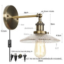 Helnys Industrial Loft LED Wall Lights Plug In Iron Bedside Lamp for Bedroom