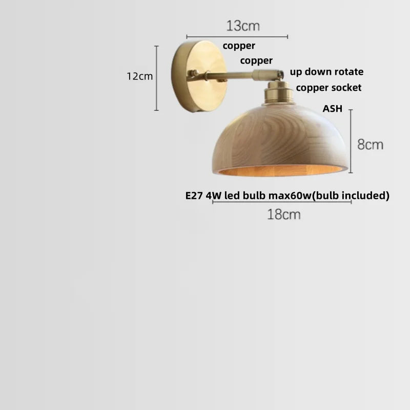 Helnys Copper Socket LED Wall Lights Pull Chain Switch Nordic Modern.arraycopy