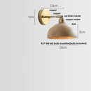 Helnys Nordic Walnut Wood Copper LED Wall Sconce Up Down Rotatable Bedside Lamp