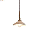 Helnys Ceramic LED Pendant Lamp with Wood Handle and Copper Socket