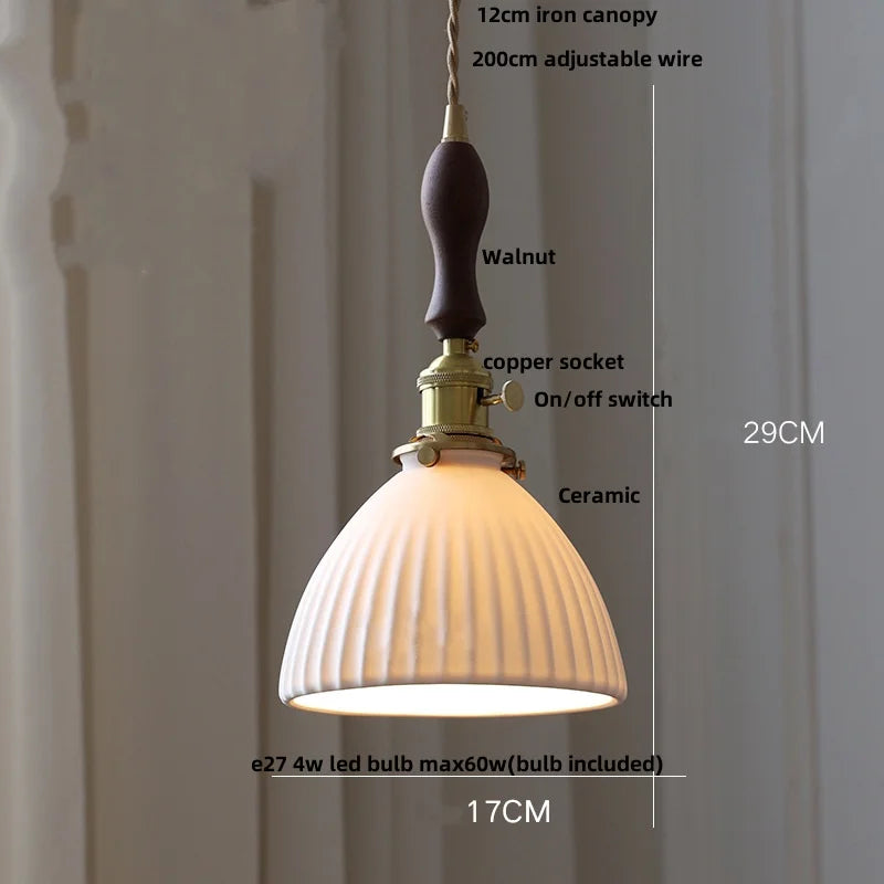 Helnys Walnut Wood LED Pendant Lights Wire Adjustable Kitchen Fixture