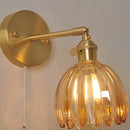 Helnys Vintage LED Glass Wall Light Fixture Pull Chain Switch Bedside Lamp