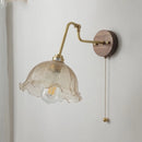 Helnys Amber Glass Wall Lights with Pull Chain Switch and Walnut Canopy