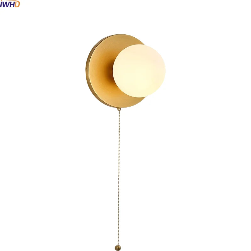 Helnys Copper Sphere LED Wall Lamp Bedside Stair Bathroom Mirror Light