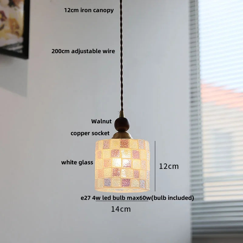 Helnys Glass & Wood LED Pendant Light - Modern Nordic Kitchen Cafe Bar Lamp