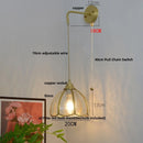 Helnys Vintage Glass Brass LED Wall Sconce Switched Vanity Light