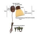 Helnys Wood Cream Glass Wall Lamp for Living Room & Bathroom