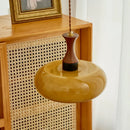 Helnys Amber LED Pendant Light Fixture, Wood Glass Loft Hang Lamp