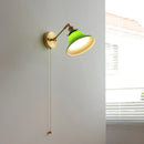 Helnys Green Loft LED Wall Light Fixture Glass Rotate Vintage Pull Chain Switch