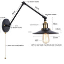 Helnys Rustic Vintage LED Wall Lamp Pull Chain Switch Stair Light Fixtures