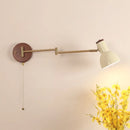 Helnys Modern Wood Swing Arm Wall Lamp with Pull Chain Switch