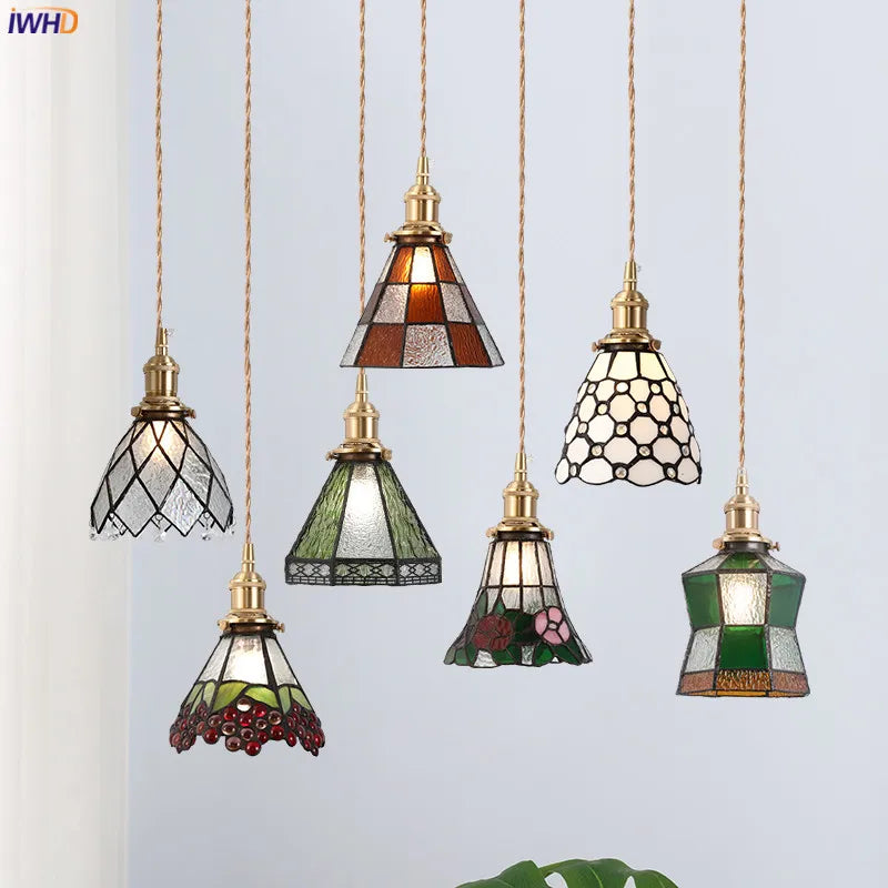 Helnys Modern Nordic Glass Copper LED Pendant Lights for Dining Room & Bedroom