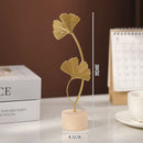 Helnys Nordic Gold Ginkgo Leaf Sculpture for Luxury Home Decor