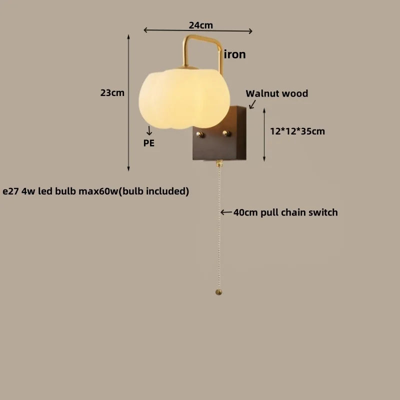 Helnys Nordic Walnut Wood LED Wall Lamp Luminaire